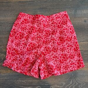 J. Crew Red and Pink Floral High-Waist Women's Shorts